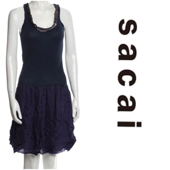 Sacai Luck Scoop Neck Knee-Length Dress - Picture 3 of 7